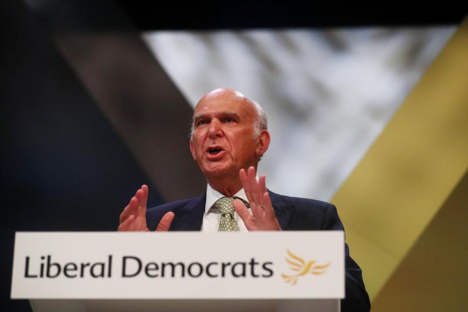  Vince Cable giving his annual party conference speech