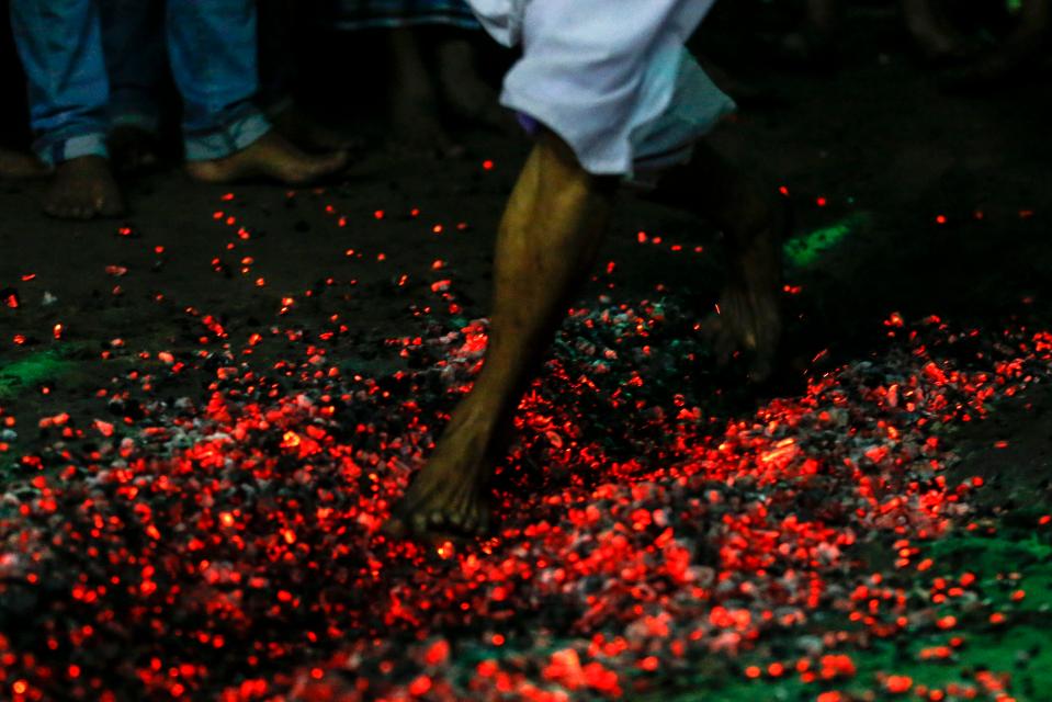 Severe burns to the soles of the feet are part and parcel of the ceremony 