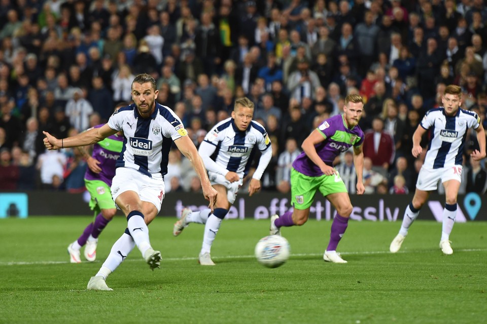 Jay Rodriguez scored twice in the Baggies’ 4-2 win over Bristol City on Tuesday night