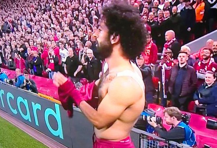  The Egyptian's left shoulder was also strapped up last month for Liverpool's game against PSG