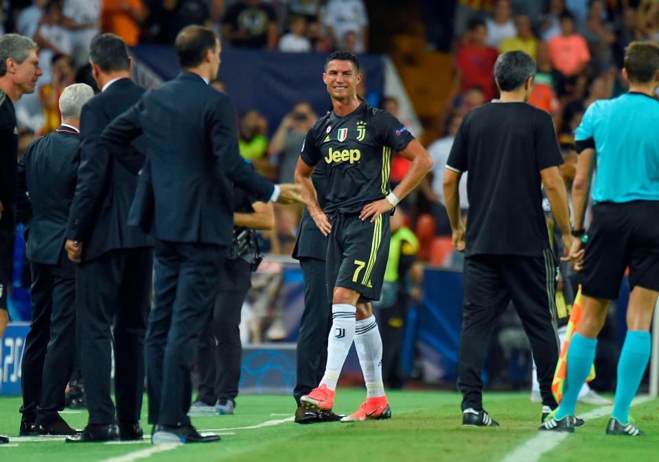  Cristiano Ronaldo was in tears after being sent off at the Mestalla