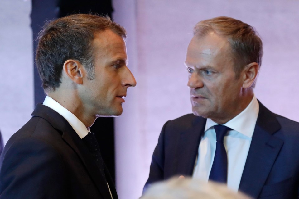 Macron took a vicious swipe at Brexit campaigners and Tusk warned the PM that she will have to ‘rework’ her Chequers plans