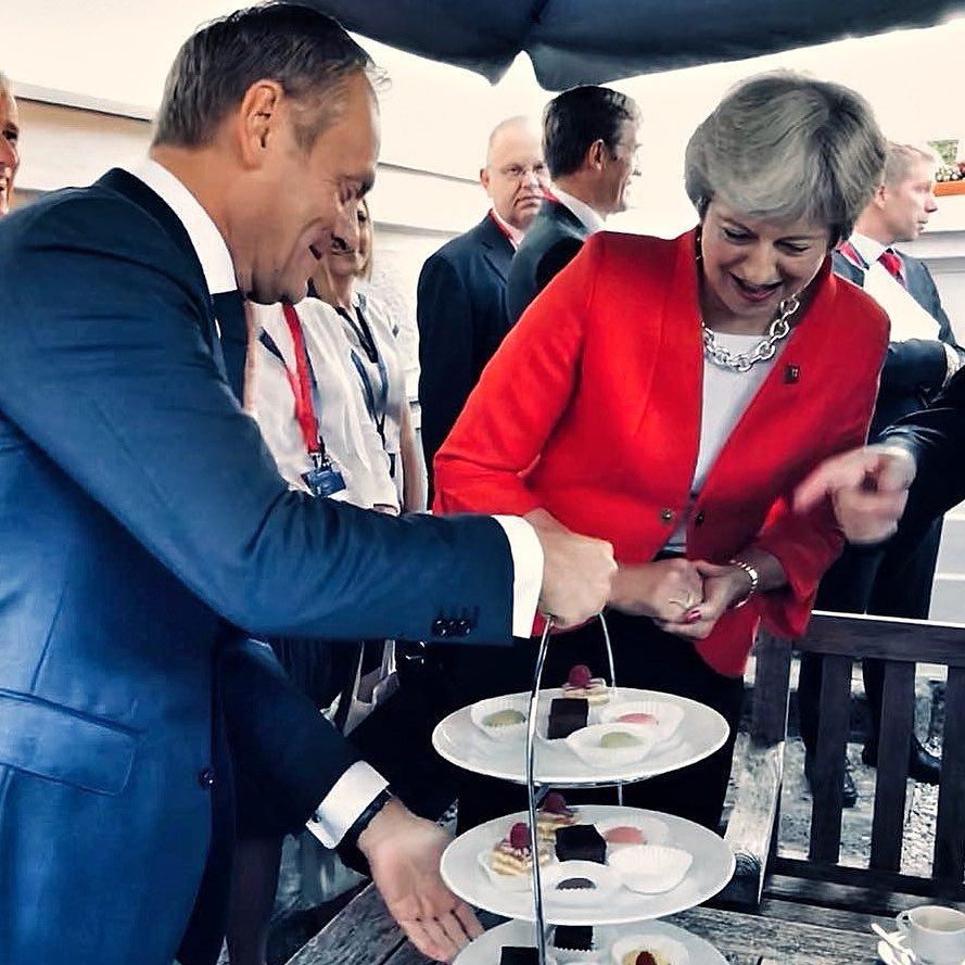  Donald Tusk offered her a cake but joked there were 'no cherries' she could pick from it