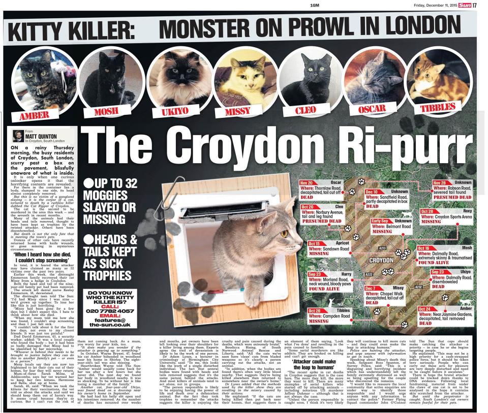  The Sun's coverage in 2015 of the string of murders