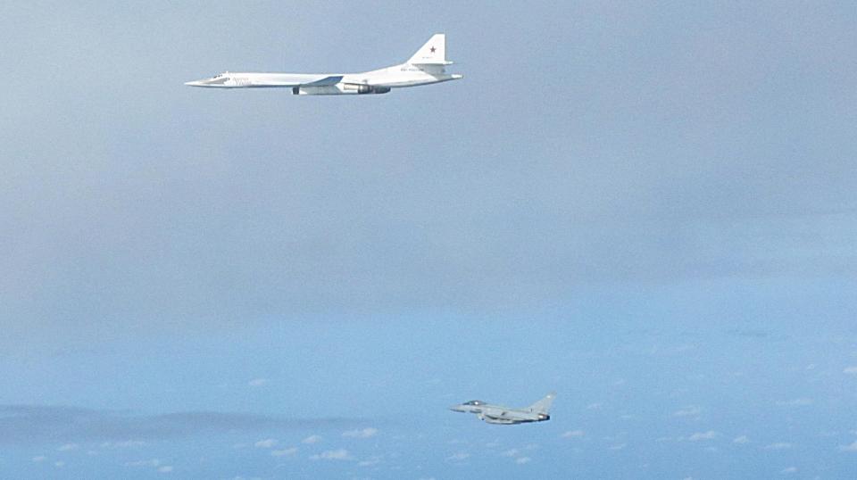  The Blackjack bombers were escorted by RAF Typhoons and other NATO ally aircraft away from British sovereign airspace