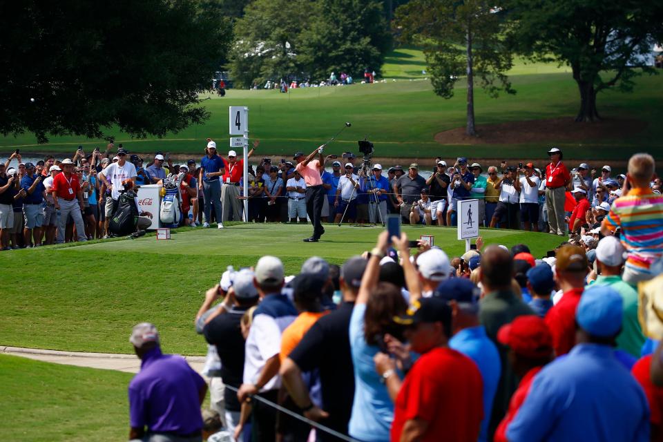  Tiger Woods drew a large crowd on Thursday as he always does