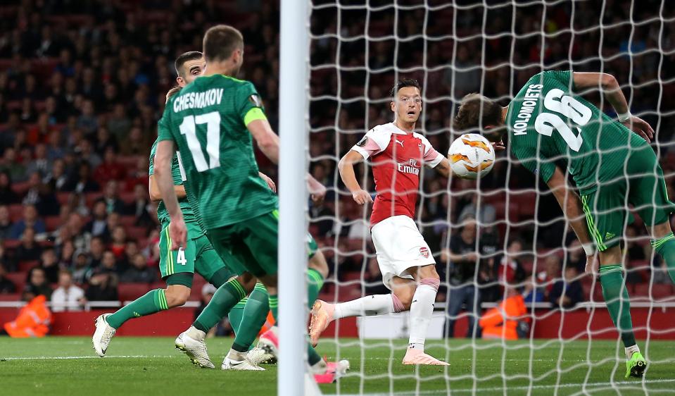  Mesut Ozil scored for the second game running after volleying home