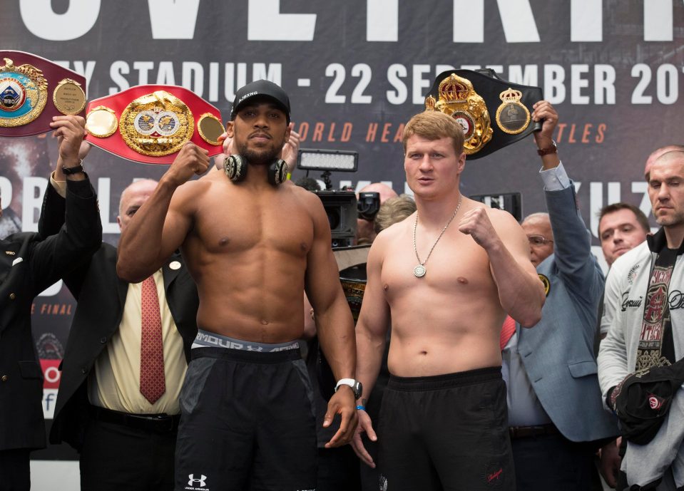  Anthony Joshua weighed-in two stone heavier than Alexander Povetkin today