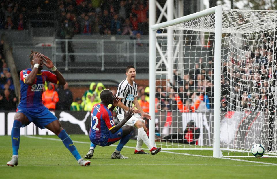  Zaha looked equally as furious as Sakho after the miss