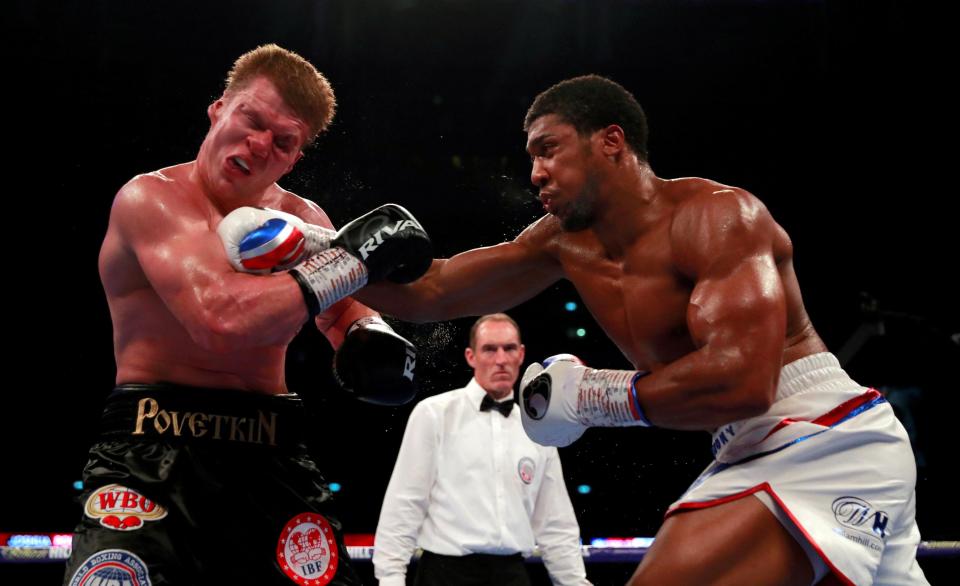  Anthony Joshua knocked out Alexander Povetkin in the seventh round at Wembley