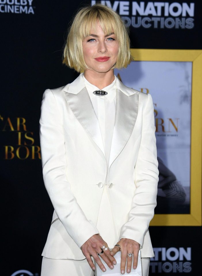 Julianne Hough stood out in a white trouser suit