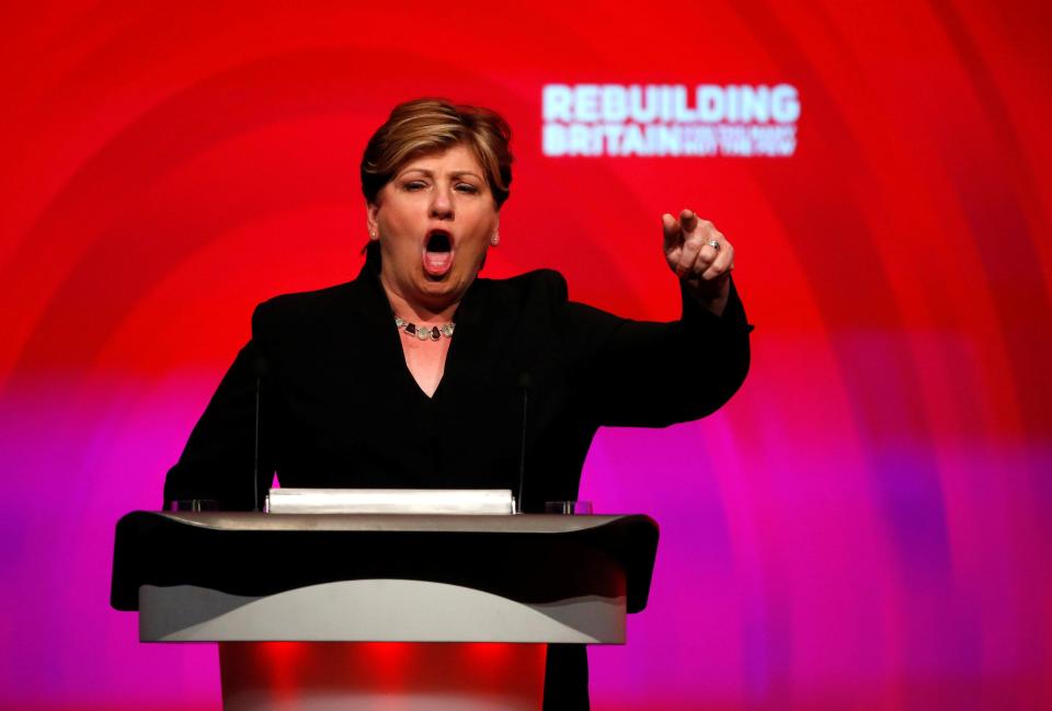  Emily Thornberry speaking on stage at the Labour party conference