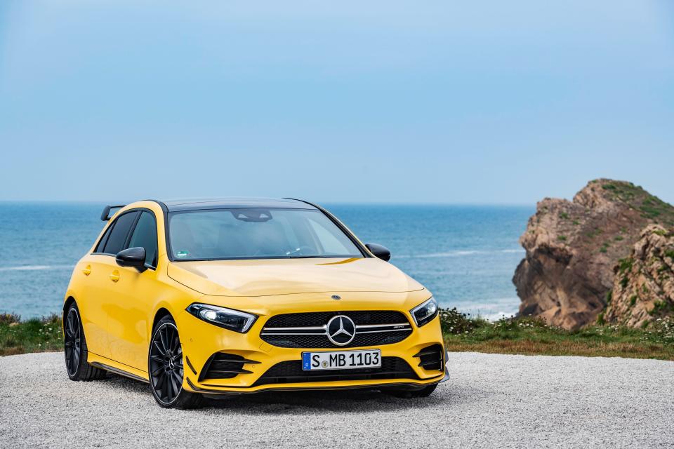 The Mercedes-AMG GT with it's two doors and bright yellow colour is perhaps less family car more supercar. 