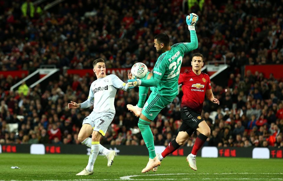  Sergio Romero handled outside the box before being given his marching orders