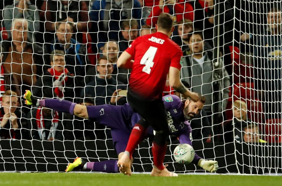  Phil Jones missed from the spot for United to seal victory for the Rams