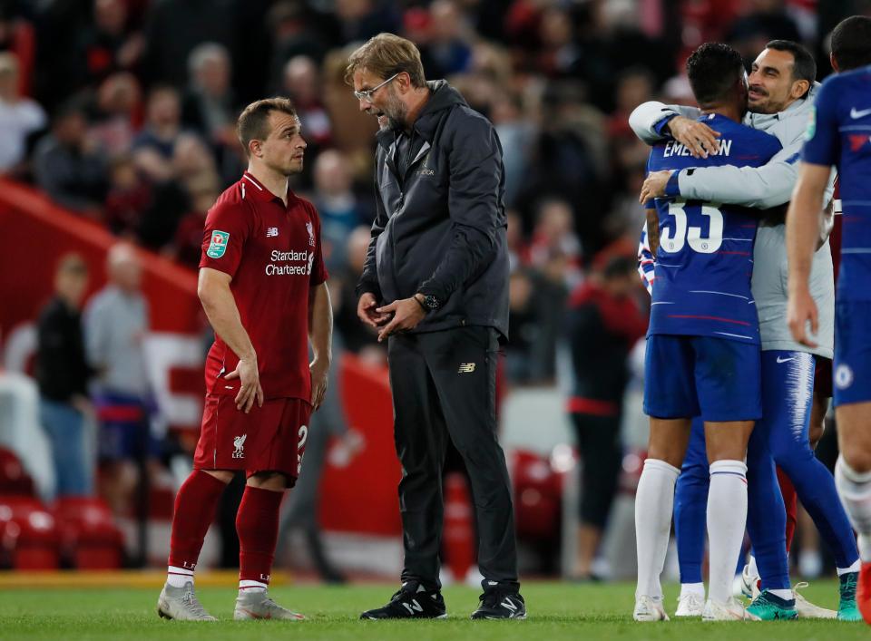  Klopp had wanted Shaqiri to take a late free-kick but Jordan Henderson shot it instead