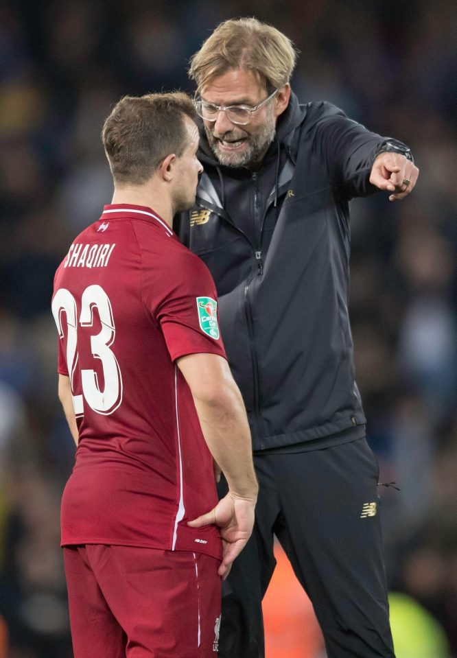  Jurgen Klopp raced onto the pitch on Wednesday to shout at the Swiss star