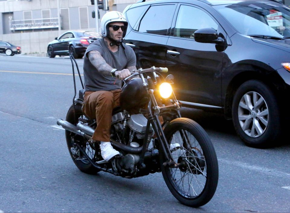  Beckham riding a Harley in Hollywood