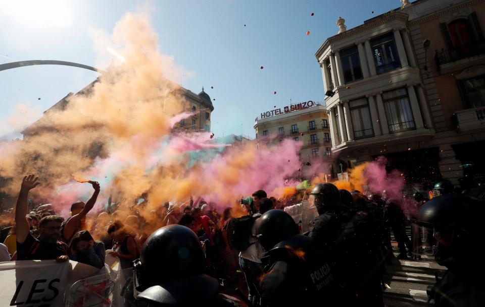  Ada Colau, the Barcelona mayor called for calm after scuffles broke out