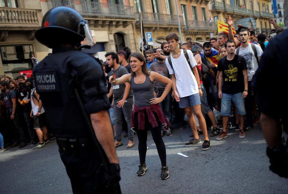  Protesters faced off against the police in the heart of Barcelona