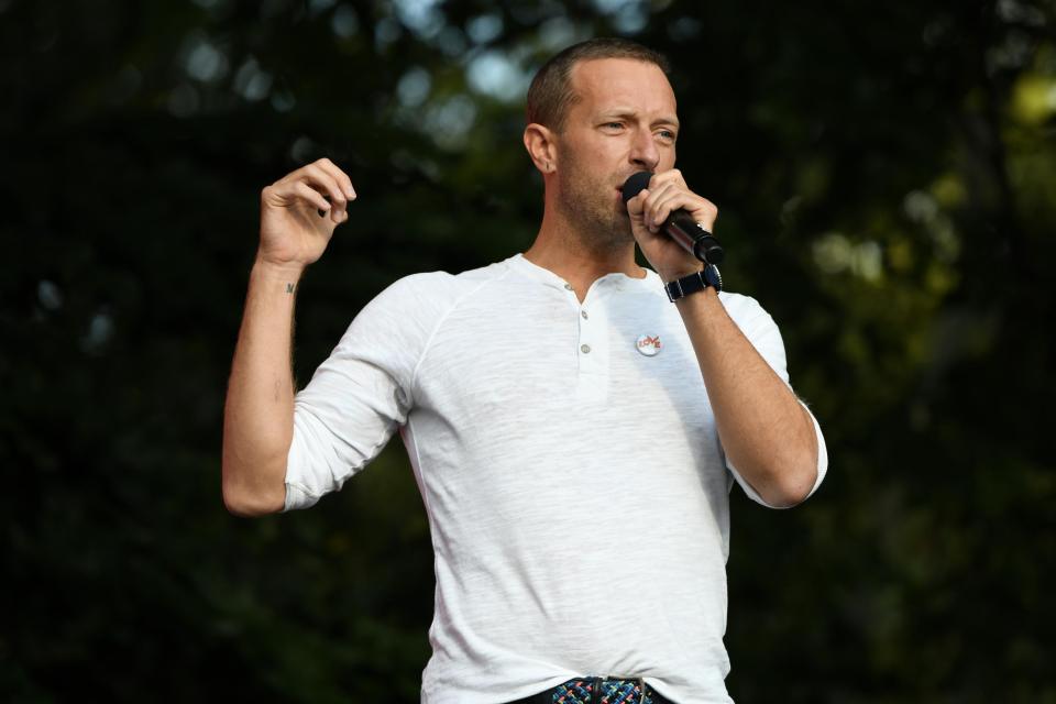  Gwyneth's ex-husband Chris Martin was performing at the Global Citizen music festival in New York on the day of the wedding