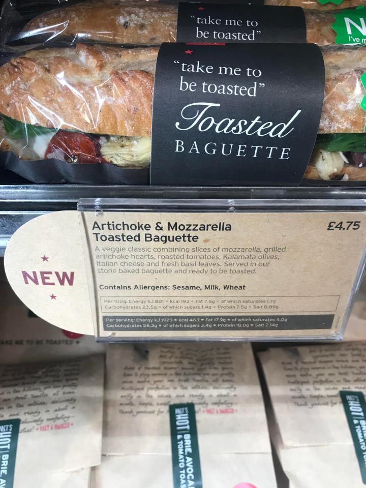  After Natasha's death Pret have started listing allergen ingredients on their shelves, but not the packaging