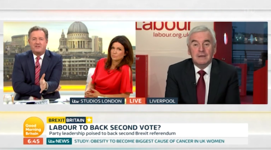  The Shadow Chancellor clashed with Piers Morgan