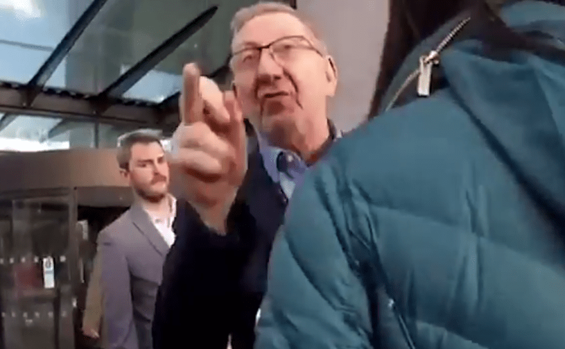  Len McCluskey clashing with a Jewish activist last night