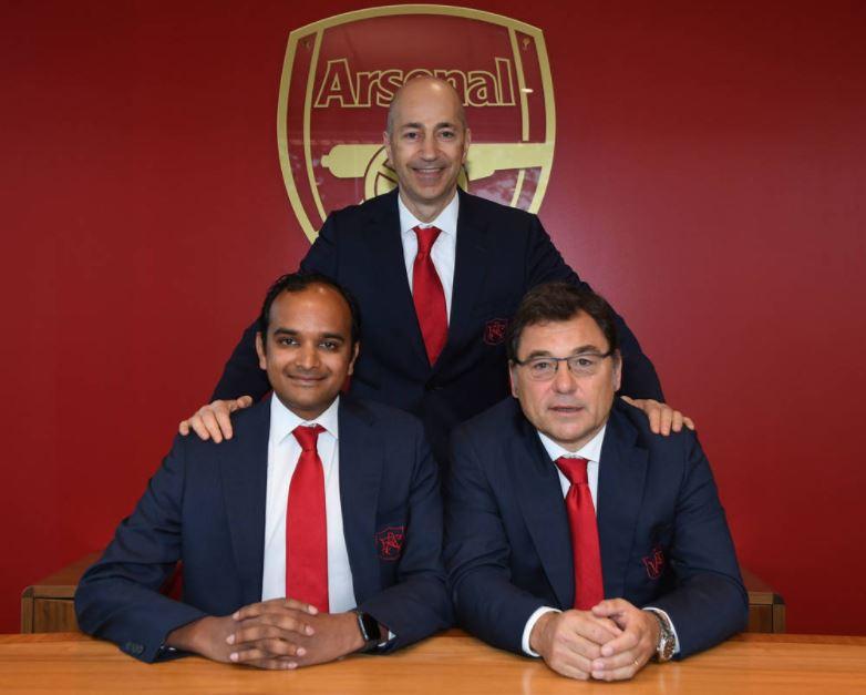  Ivan Gazidis is quitting Arsenal, to be replaced by Vinai Venkatesham, left, and Raul Sanllehi who have been promoted to jointly become heads in a new structure at the club