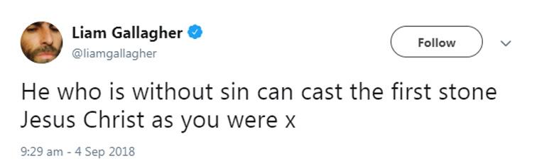  Mr Gallagher tweeted a response to the footage being shown — quoting the Bible