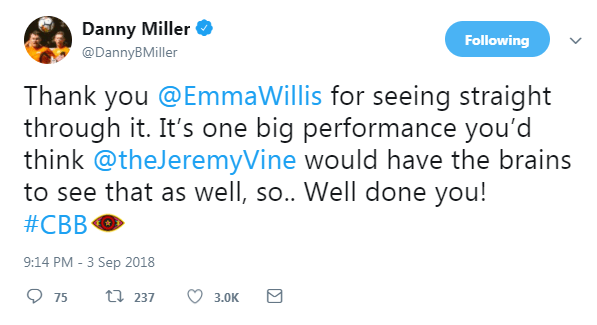  Emmerdale's Danny Miller was also vocal on Twitter about the interview