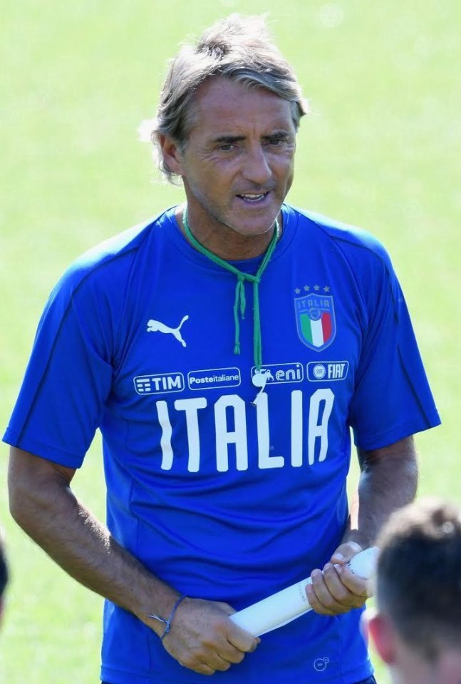 Four months after taking over as Italy boss, Roberto Mancini is shown at training today with his whistle