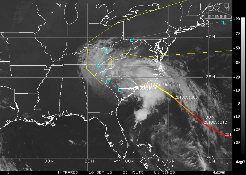  Map tracking Hurricane Florence's progression