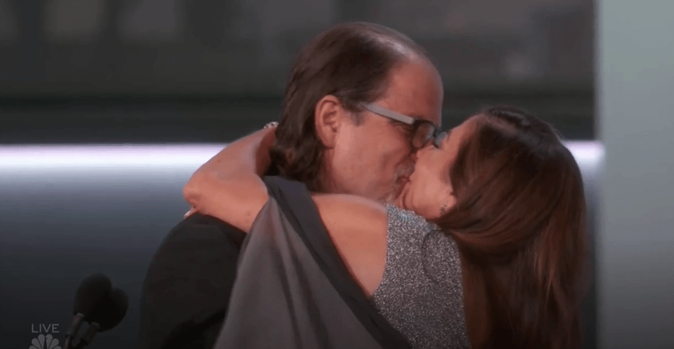  The happy couple shared a smooch after Jan said 'yes'