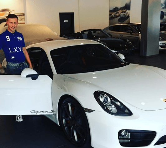  He regularly shows off his purchases on Instagram, here picking up a white Porsche