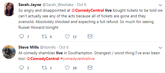  Fans were 'angry and disappointed' with the unusual ticketing system at Comedy Central Live!