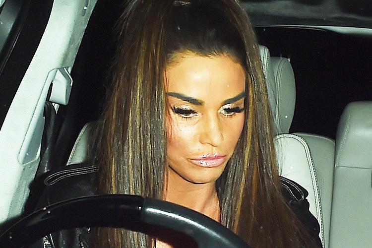  Katie Price pictured behind the wheel on Friday