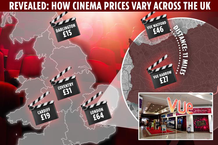  Cinema tickets for a film can cost you far more depending on screens just a few miles apart