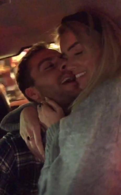  Max Morley and Laura Anderson shared a steamy kiss in the back of a car last night