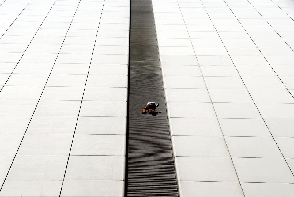  Halfway up the Hang Seng Bank headquarters in Hong Kong on January 26, 2011