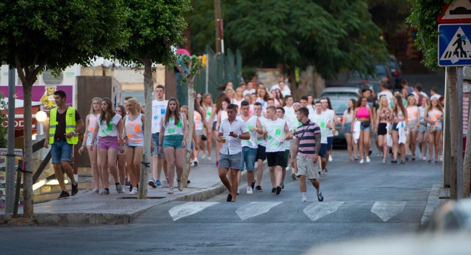  A huge group of Carnage crawlers were pictured on the streets of the party town