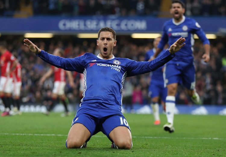  Hazard celebrating a goal vs Mourinho's United