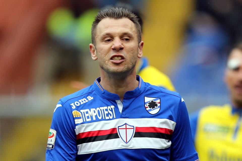  Antonio Cassano played his last competitive game for Sampdoria over two years ago