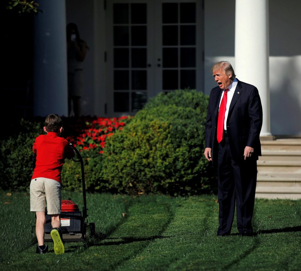  Trump is seen welcoming 11-year-old Frank Giaccio, who was invited to work at the White House for a day