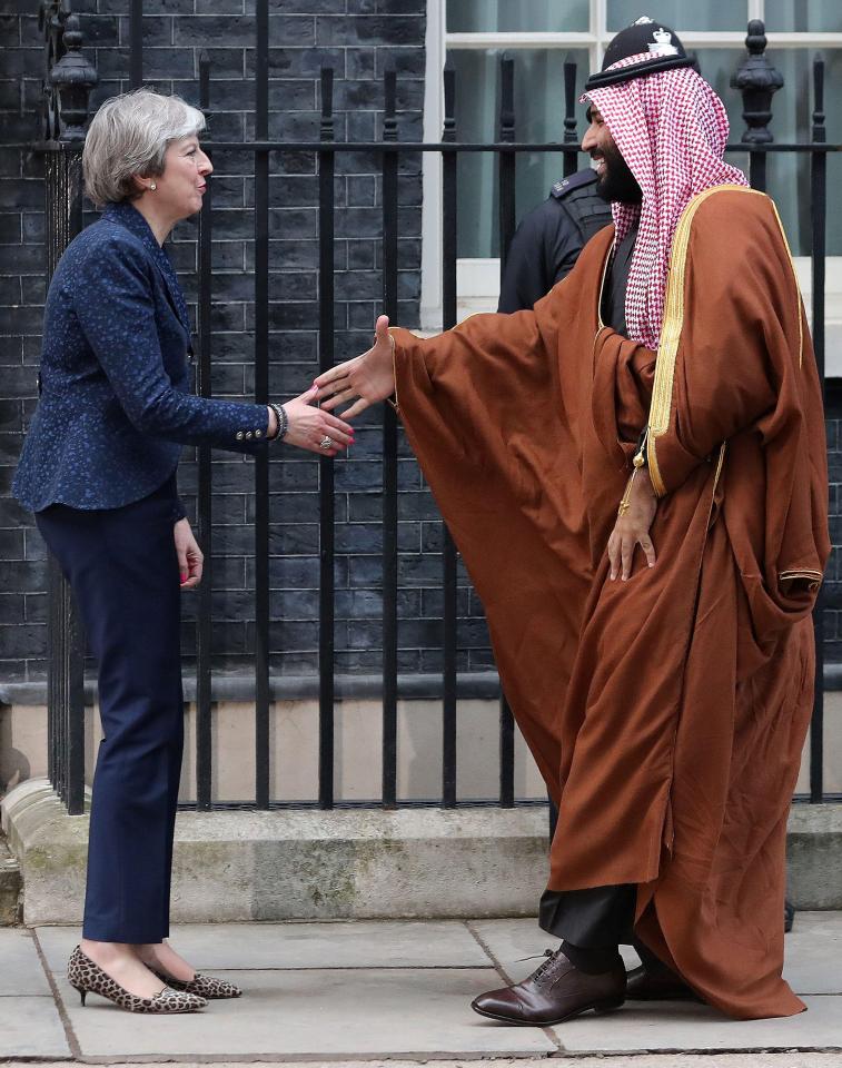  Theresa May greets Saudi Arabia's Crown Prince Mohammed bin Salman outside 10 Downing Street