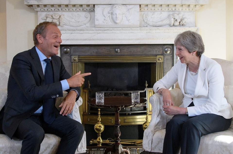  Theresa May held an olive branch out to EU chief Donald Tusk with her party conference speech