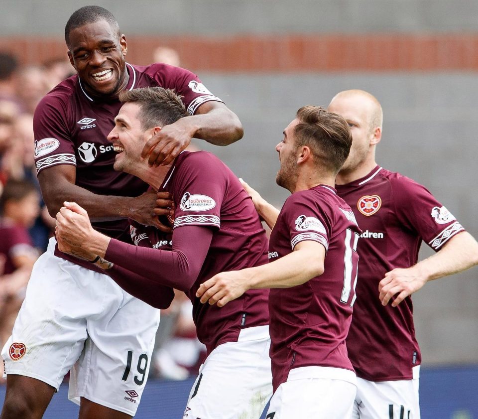  Kyle Lafferty celebrates netting against Celtic in August