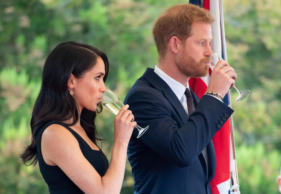  Harry has given up alcohol to stay teetotal to add 'support' for his wife Meghan during her pregnancy when she won't be able to drink. The couple were last pictured with alcohol when they were seen with glasses of champagne during a visit to Dublin in July