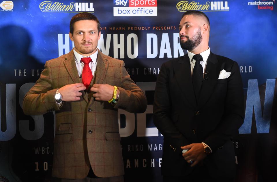  Usyk, left, goes head-to-head with Tony Bellew on November 10 in Manchester