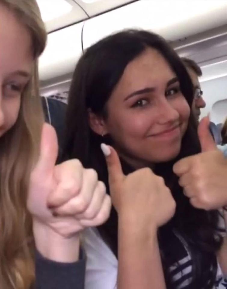  Natasha gives the thumbs up just moments before she suffered the allergic reaction